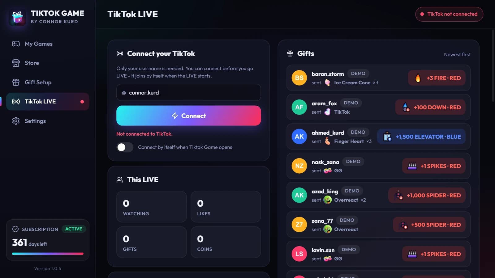 TikTok LIVE - gifts as they arrive